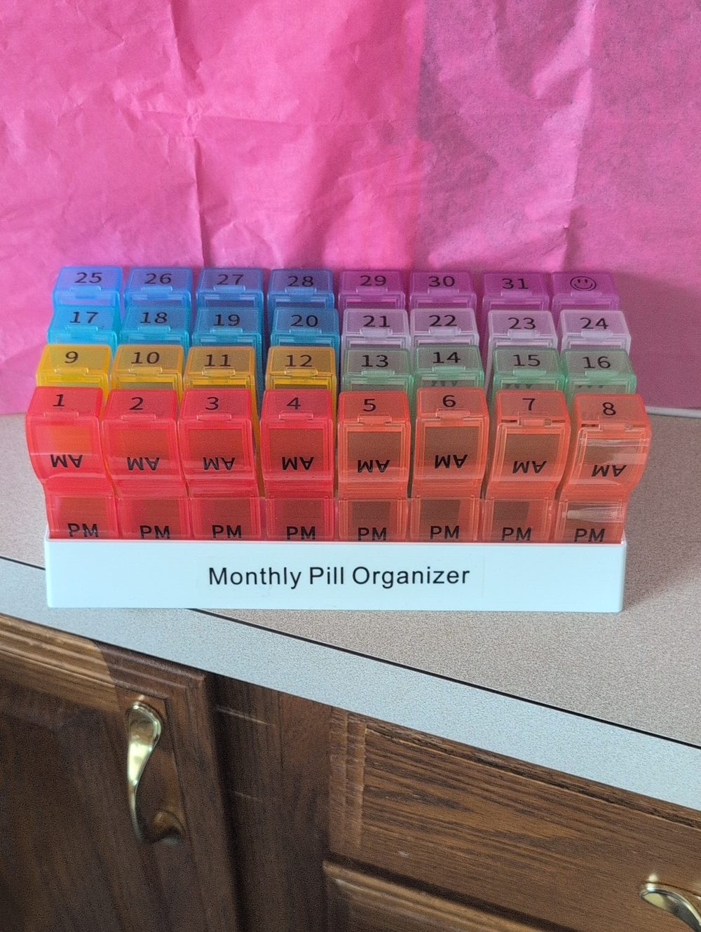 Monthly Pill Organizer - Rainbow AM/PM Daily Pill Box